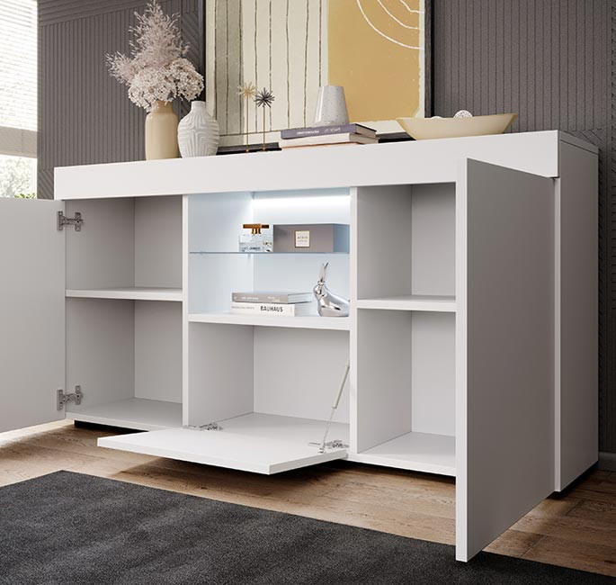 Credenza modello Sefora colore bianco lucido (135x73x34cm)